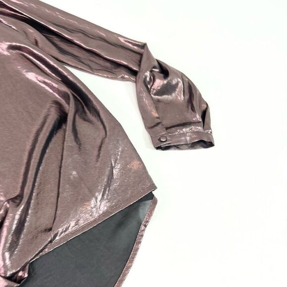 Current Air Top Womens Medium Rustcopper Metallic Twist Hem Pull On Blouse - Picture 2 of 11